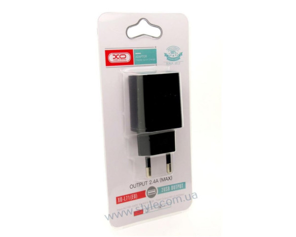 Сетевое зарядное устройство (адаптер) XO L71 2USB / 2.4A black