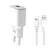 Мережевий зарядний пристрій XO L73 адаптер 1USB / 2.4A / 12W + Lightning white