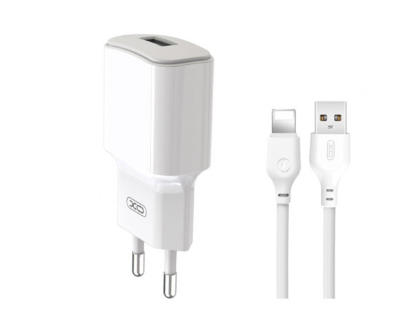Мережевий зарядний пристрій XO L73 адаптер 1USB / 2.4A / 12W + Lightning white