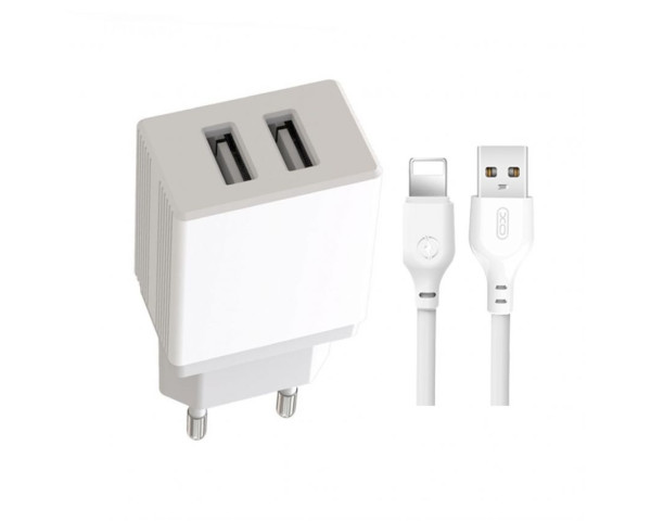 Сетевое зарядное устройство XO L75 адаптер 2USB/2.4А + Lightning white