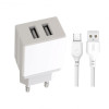 Мережевий зарядний пристрій XO L75 адаптер 2USB / 2.4А + Micro white