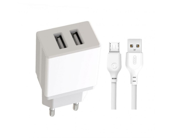 Мережевий зарядний пристрій XO L75 адаптер 2USB / 2.4А + Micro white