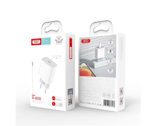 Сетевое зарядное устройство XO L80 адаптер PD_10W + Type-C to Lightning white