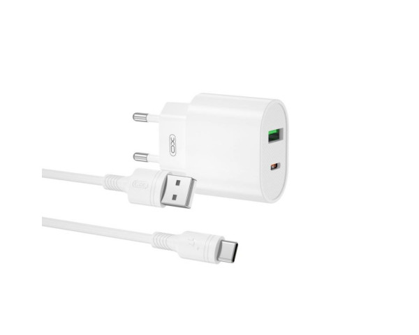 Сетевое зарядное устройство XO L81A адаптер PD_20W/QC3.0_18W + Type-C white