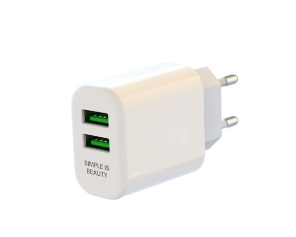 Мережевий зарядний пристрій XO L85C адаптер 2USB 2.4A + Lightning white