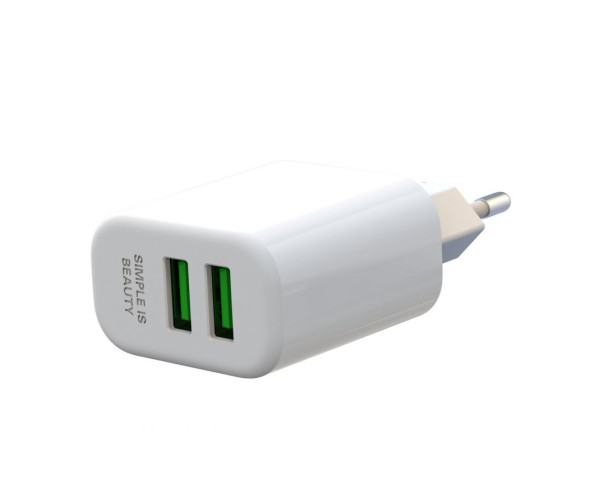 Сетевое зарядное устройство XO L85C адаптер 2USB 2.4A + Micro white