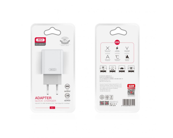 Сетевое зарядное устройство XO L85C адаптер 2USB 2.4A + Micro white