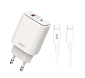 Сетевое зарядное устройство XO L90A адаптер PD_20W / QC3.0_18W + Type-C to Type-C white