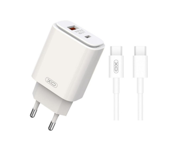 Сетевое зарядное устройство XO L90A адаптер PD_20W / QC3.0_18W + Type-C to Type-C white