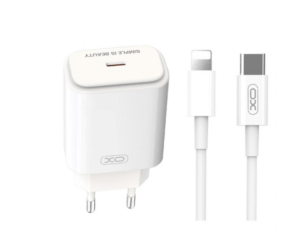 Мережевий зарядний пристрій XO L90B адаптер PD_20W + Type-C - Lightning white