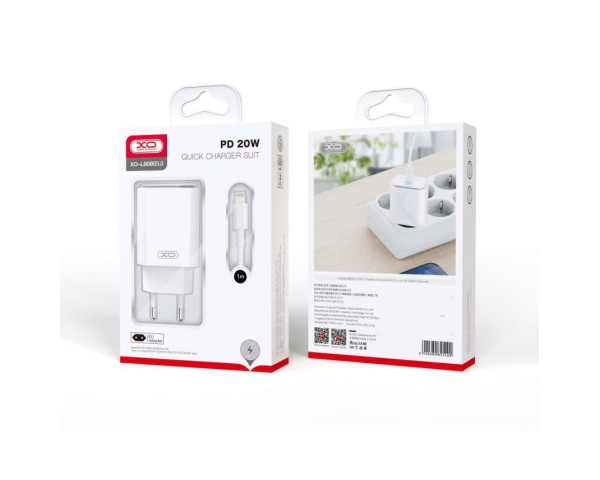 Мережевий зарядний пристрій XO L90B адаптер PD_20W + Type-C - Lightning white