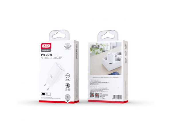Мережевий зарядний пристрій XO L90B адаптер PD_20W + Type-C - Type-C white