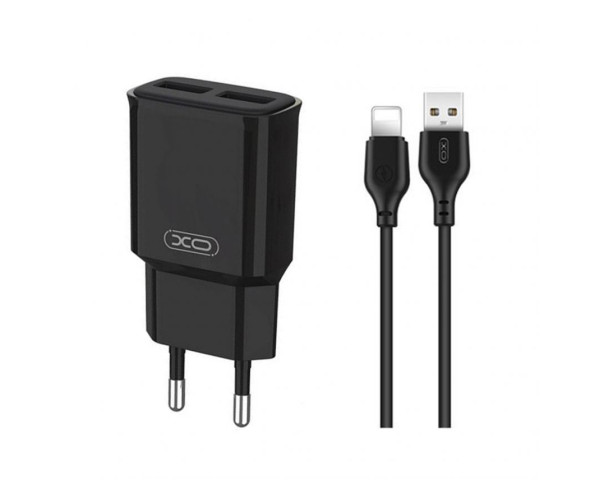 Мережевий зарядний пристрій XO L92C адаптер 2USB 2.4A + Lightning black