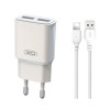 Мережевий зарядний пристрій XO L92C адаптер 2USB 2.4A + Lightning white