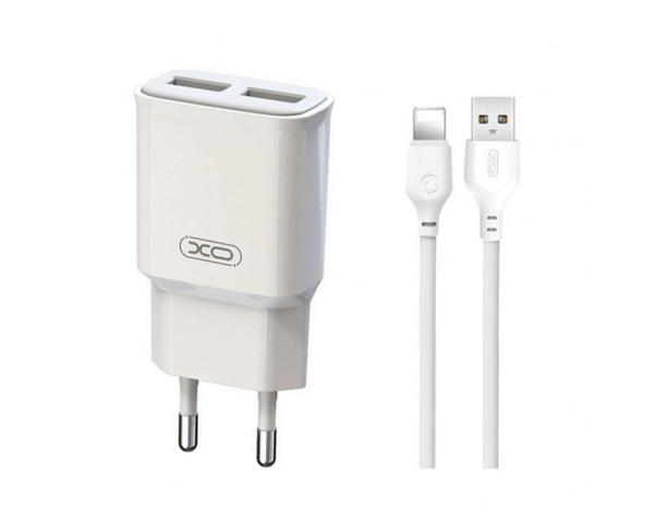 Мережевий зарядний пристрій XO L92C адаптер 2USB 2.4A + Lightning white