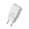 Мережевий зарядний пристрій XO L92C адаптер 2USB 2.4A + Type-C white