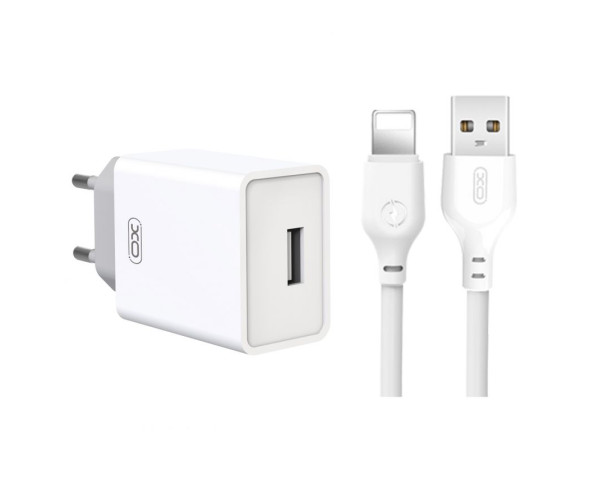 Мережевий зарядний пристрій XO L93 адаптер 1USB 2.4A + Lightning white