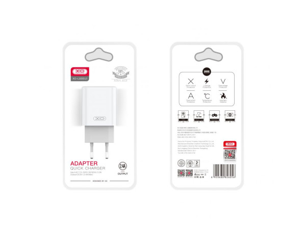 Мережевий зарядний пристрій XO L93 адаптер 1USB 2.4A + Lightning white