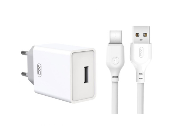 Сетевое зарядное устройство XO L93 адаптер 1USB 2.4A + Type-C white
