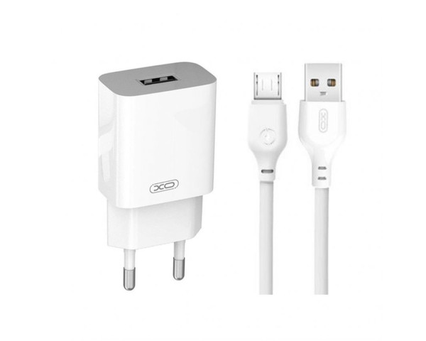 Мережевий зарядний пристрій XO L99 адаптер 1USB 2.4A + Micro white
