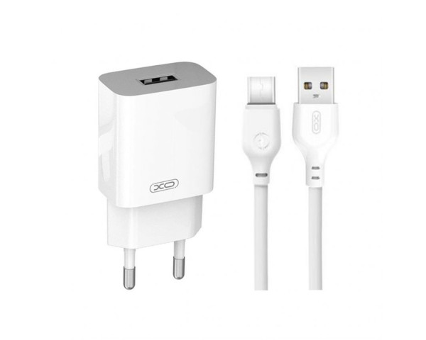 Сетевое зарядное устройство XO L99 адаптер 1USB 2.4A + Type-C white