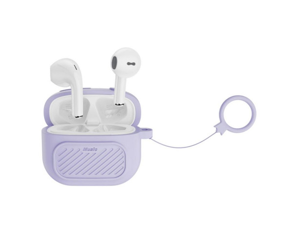 Навушники Bluetooth XO X26 з силіконовим чохлом та шнурком purple