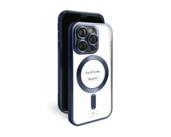 Чохол with MagSafe для iPhone 15 Pro dark blue matte
