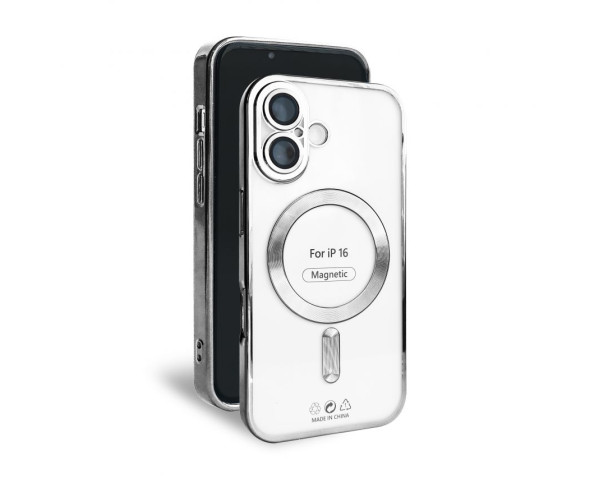 Чехол с функцией MagSafe для Apple iPhone 16 silver (10)
