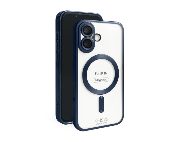 Чехол с функцией MagSafe для Apple iPhone 16 dark blue (07) матовый
