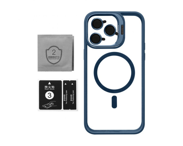 Чехол с функцией MagSafe для Apple iPhone 14 Pro с подставкой и защитой для камер dark blue