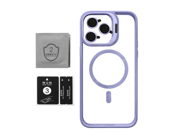 Чехол с функцией MagSafe для Apple iPhone 14 Pro с подставкой и защитой для камер lilac