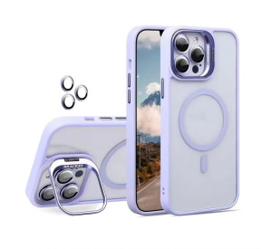 Чехол с функцией MagSafe для Apple iPhone 15 Pro с подставкой и защитой для камер lilac