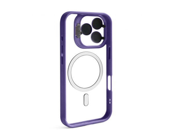 Чехол с функцией MagSafe для Apple iPhone 15 Pro Max с подставкой и защитой для камер violet