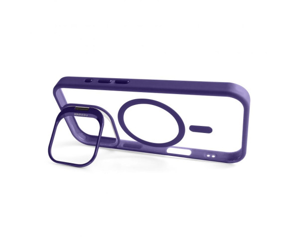 Чехол с функцией MagSafe для Apple iPhone 15 Pro Max с подставкой и защитой для камер violet
