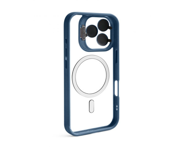 Чехол с функцией MagSafe для Apple iPhone 15 Pro Max с подставкой и защитой для камер dark blue