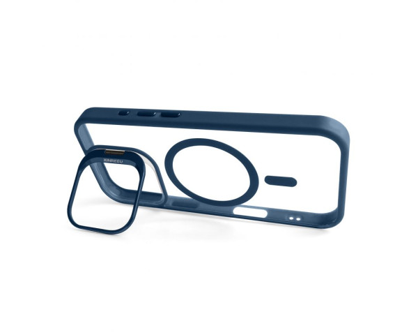 Чехол с функцией MagSafe для Apple iPhone 15 Pro Max с подставкой и защитой для камер dark blue