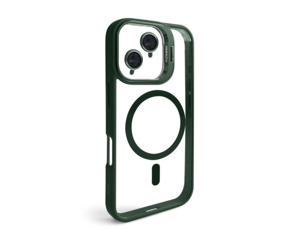 Чехол с функцией MagSafe для Apple iPhone 16 с подставкой и защитой для камер green