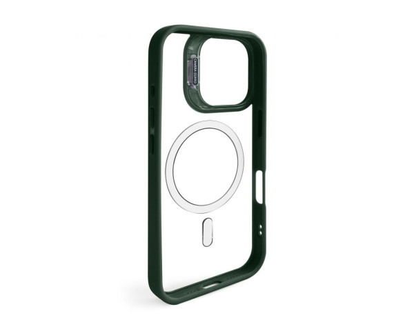 Чехол с функцией MagSafe для Apple iPhone 16 с подставкой и защитой для камер green