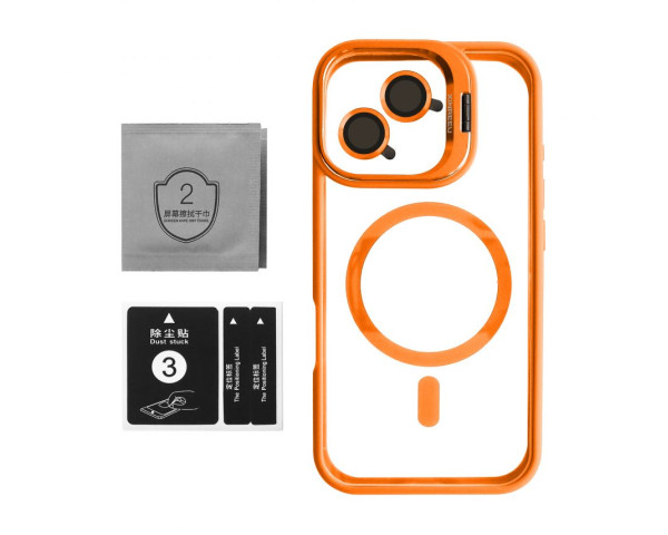 Чехол с функцией MagSafe для Apple iPhone 16 с подставкой и защитой для камер orange