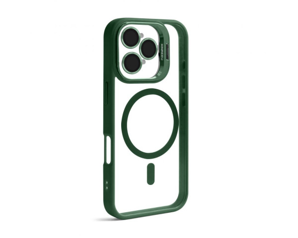Чехол с функцией MagSafe для Apple iPhone 16 Pro Max с подставкой и защитой для камер green
