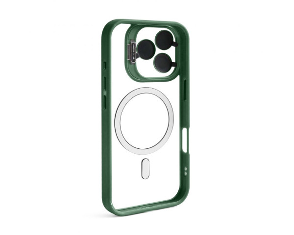 Чехол с функцией MagSafe для Apple iPhone 16 Pro Max с подставкой и защитой для камер green