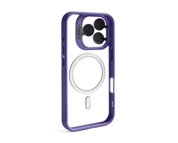 Чехол с функцией MagSafe для Apple iPhone 16 Pro Max с подставкой и защитой для камер violet