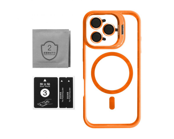 Чехол с функцией MagSafe для Apple iPhone 16 Pro Max с подставкой и защитой для камер orange