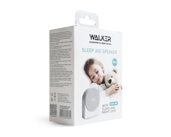 Нічник-колонка 4в1 Годинник Нічник Білий шум Bluetooth колонка WALKER WSP-190 Біла