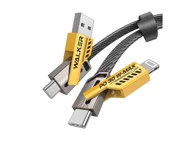 Кабель трансформер для айфону андроїд USB 4в1 WALKER C990 65W USB+Type-C / Type-C+Lightning Сірий