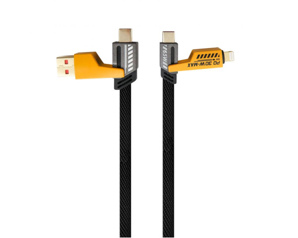 Кабель трансформер для айфону андроїд USB 4в1 WALKER C990 65W USB+Type-C / Type-C+Lightning Сірий