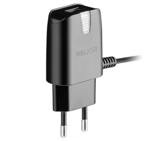 Мережевий зарядний пристрій (адаптер) 2в1 WALKER WH-23 1USB / 2A + Lightning black