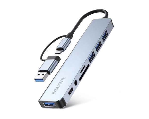 Перехідник USB-HUB 8в1 WALKER WHUB-53 з роз'ємом USB/Type-C