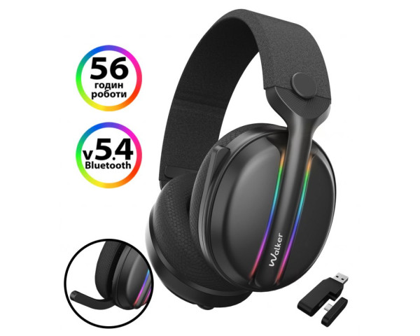 Ігрові навушники Bluetooth WALKER WBT-83 black