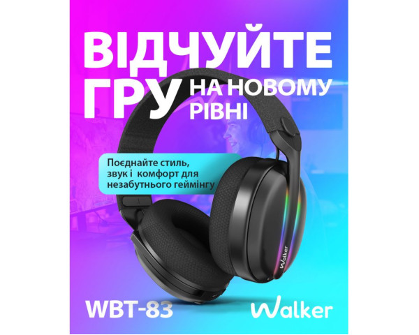 Ігрові навушники Bluetooth WALKER WBT-83 black